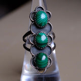 Vintage Sterling Malachite Florette Ring 7