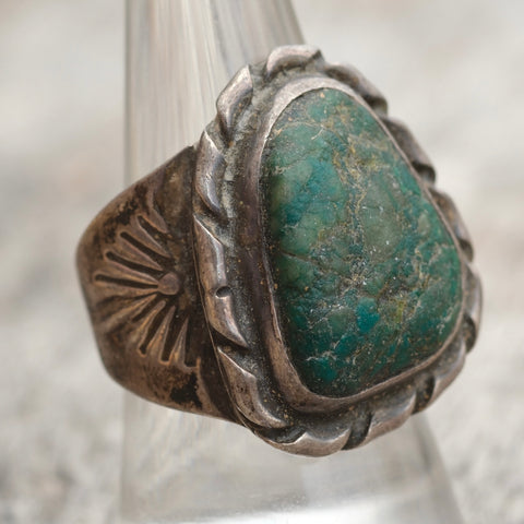 Vintage Sterling Turquoise Ring 8.75