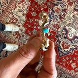 Vintage Sterling Turquoise Sand Cast Cuff