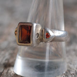 Vintage Sterling Red Glass Ring 10.25