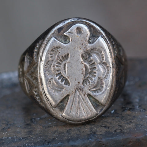 Vintage Sterling Silver Thunderbird Ring 10