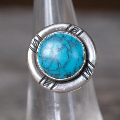 Vintage Sterling Turquoise Ring 5.75