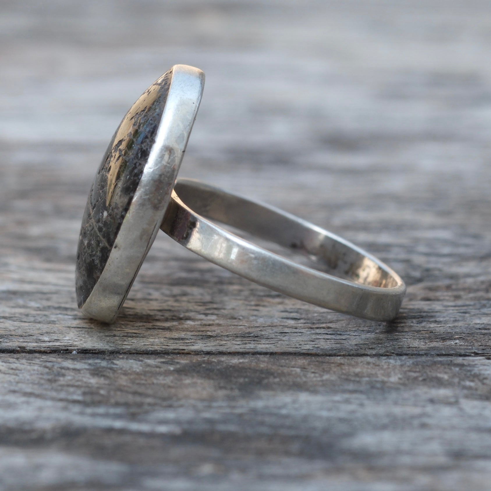 Vintage Sterling Obsidian Ring 6.25