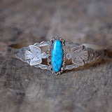 Vintage Sterling Turquoise Thunderbird Cuff Bracelet 6"