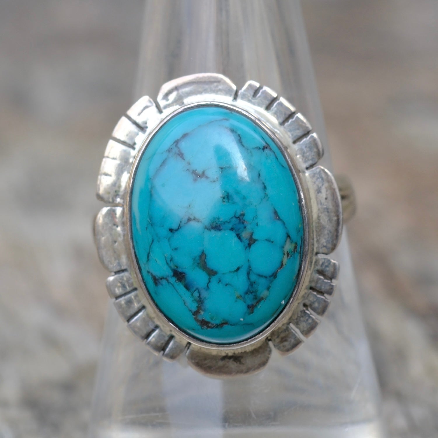 Vintage Sterling Turquoise Ring 8.25