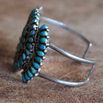 Vintage Sterling Zuni Cluster Cuff Bracelet