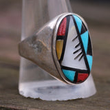 Vintage Sterling Zuni Inlay Ring 11.25