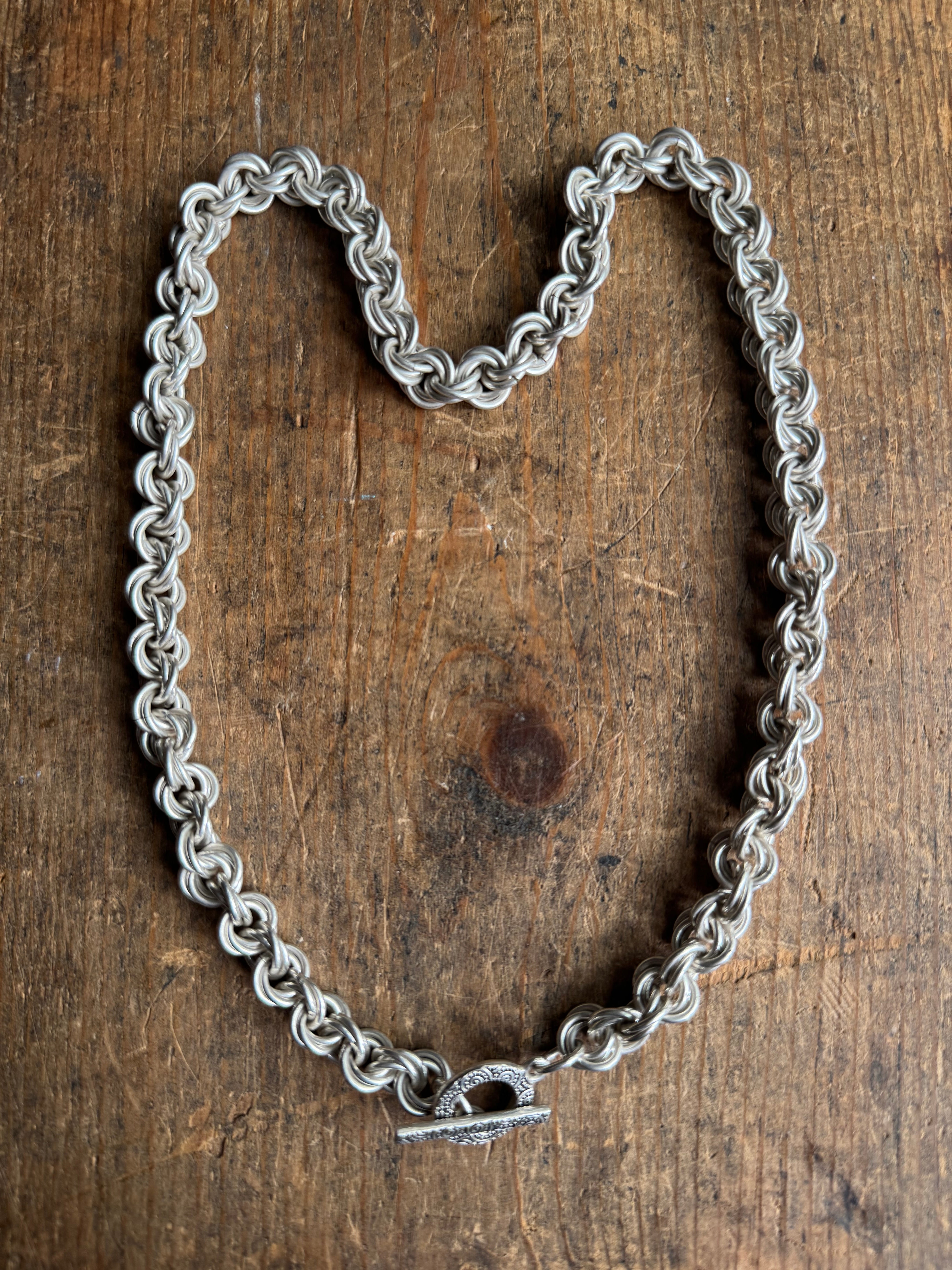 Vintage Sterling Silver 19.5” Triple Link Toggle Chain