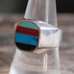Vintage Sterling Multistone Inlay Ring 9