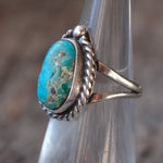 Vintage Sterling Turquoise Roper Ring 3.25