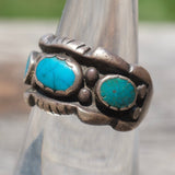 Vintage Sterling 3-Stone Turquoise Ring 6.5