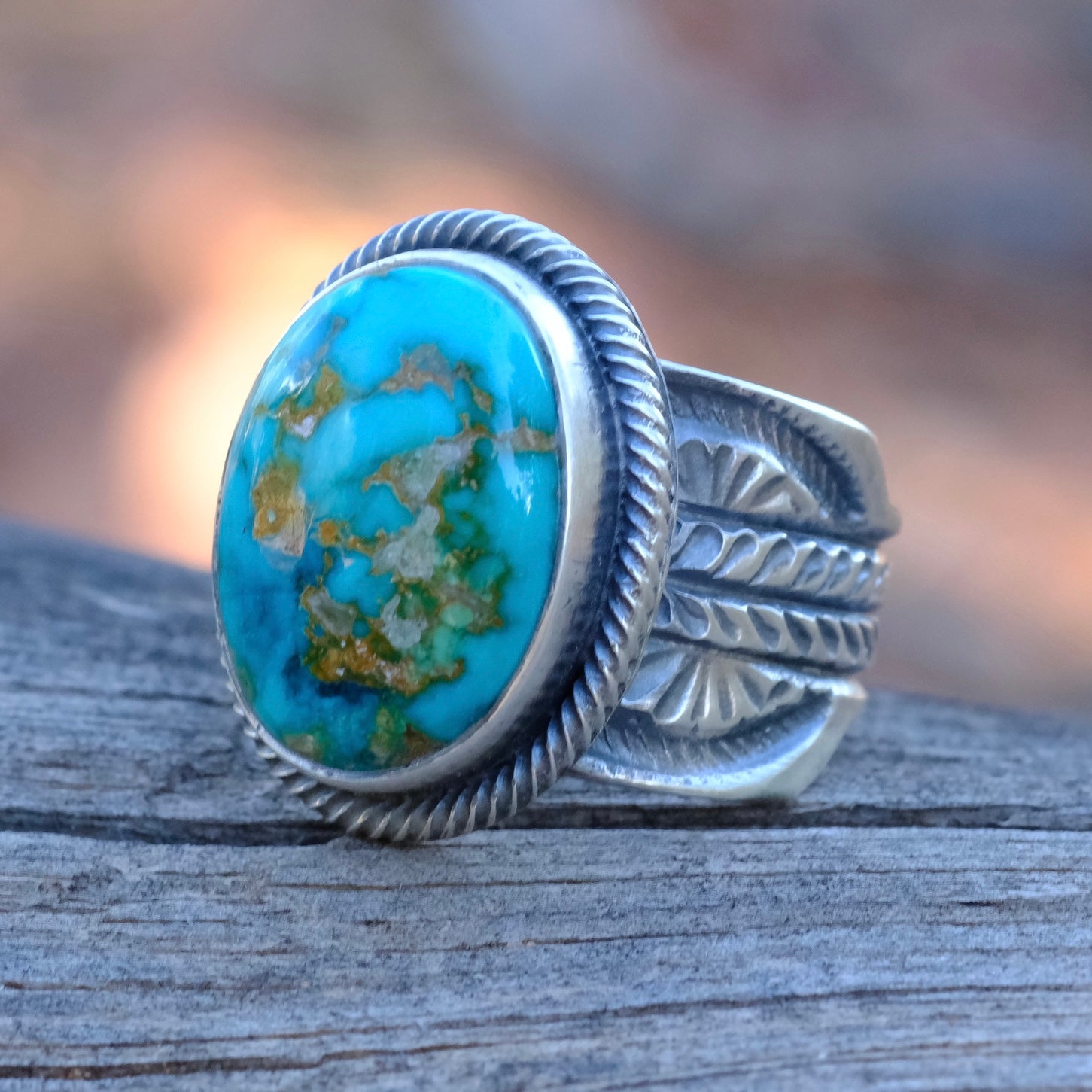 LEON MARTINEZ Sterling Silver Turquoise Ring 9