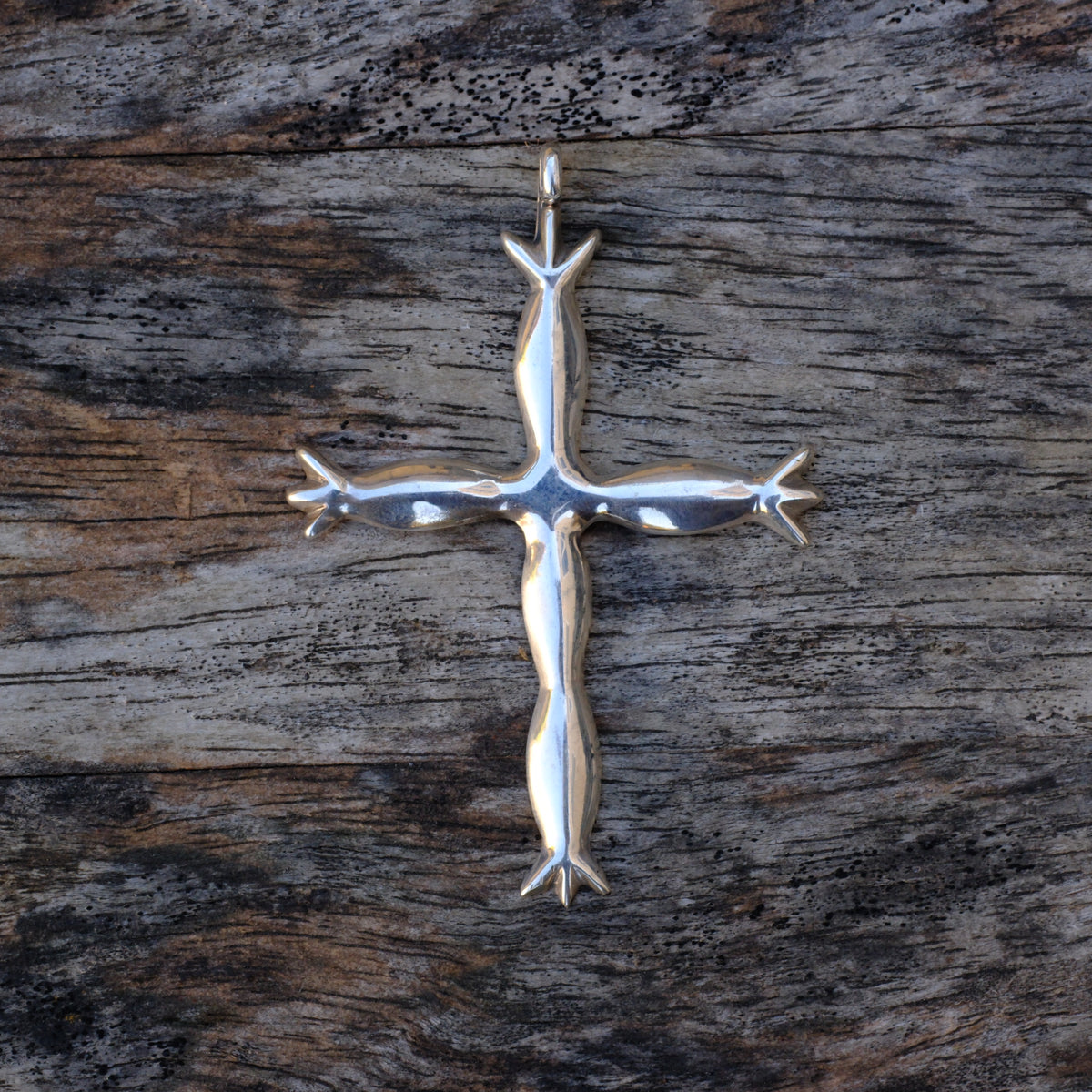 Vintage Sterling Silver Sand Cast Cross Pendant