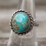 Vintage Sterling Turquoise Roper Ring 6.5