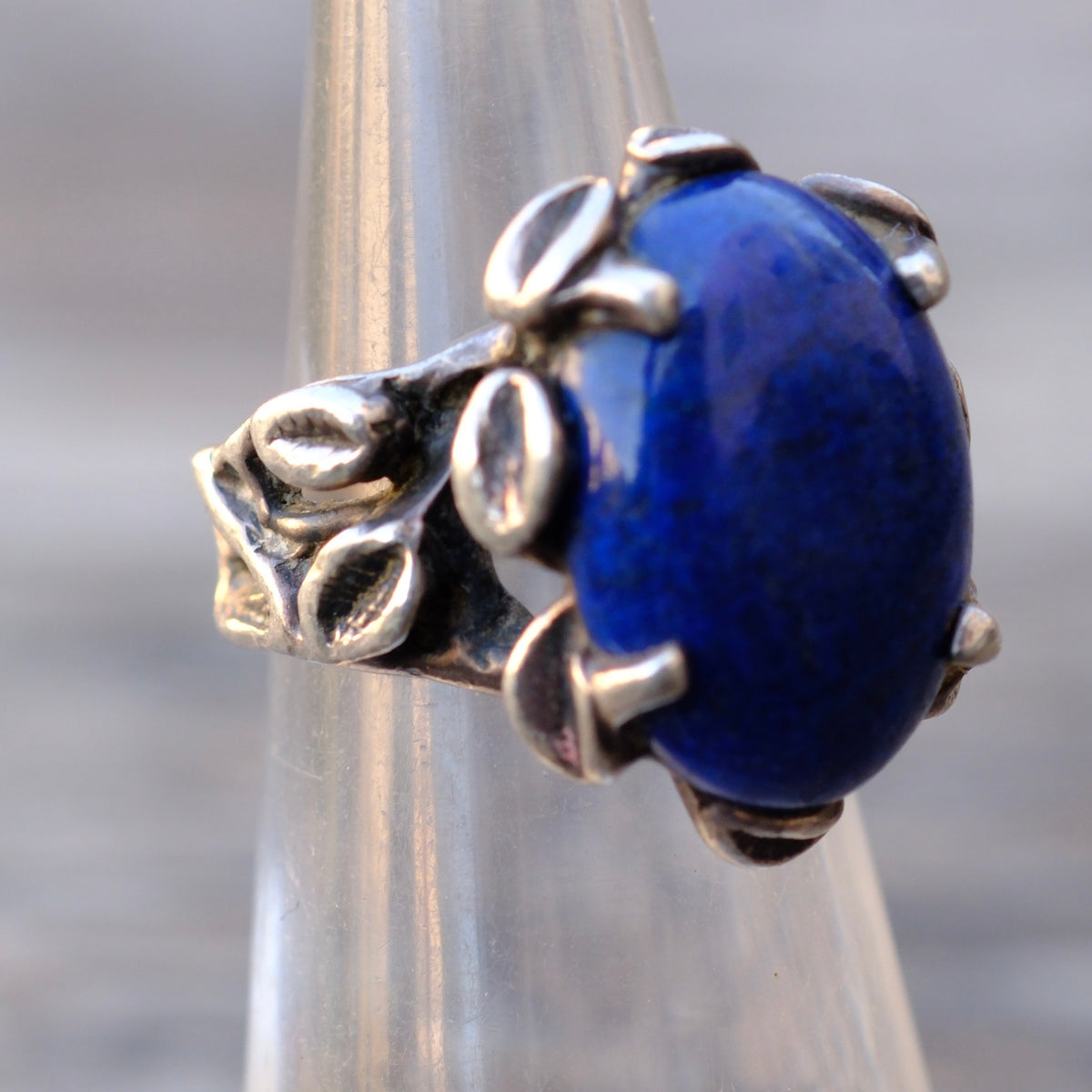 Vintage Sterling Lapis Ring 4.75