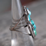 Vintage Sterling Turquoise Cluster Ring 6.25