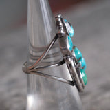 Vintage Sterling Turquoise Cluster Ring 6.25