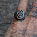 Vintage Base Metal Sweet Leaf Signet Ring 5.75