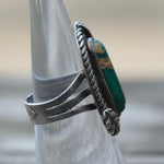 Vintage Sterling Turquoise Feather Ring 6.75