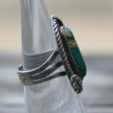 Vintage Sterling Turquoise Feather Ring 6.75