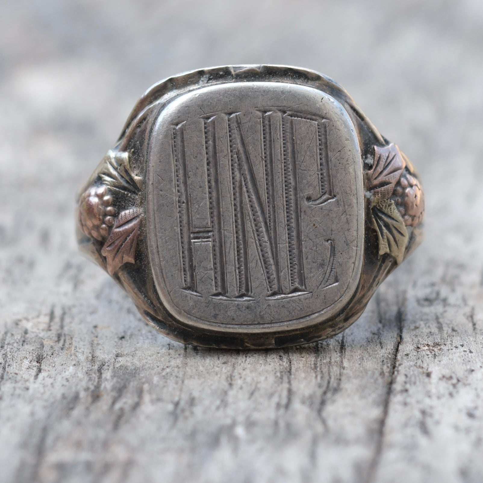 Vintage Sterling and 10k Gold Signet Ring 9