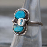 Vintage Sterling Effie Turquoise Snake Ring 6.75