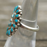 Vintage Sterling Turquoise Cluster Ring 6.5