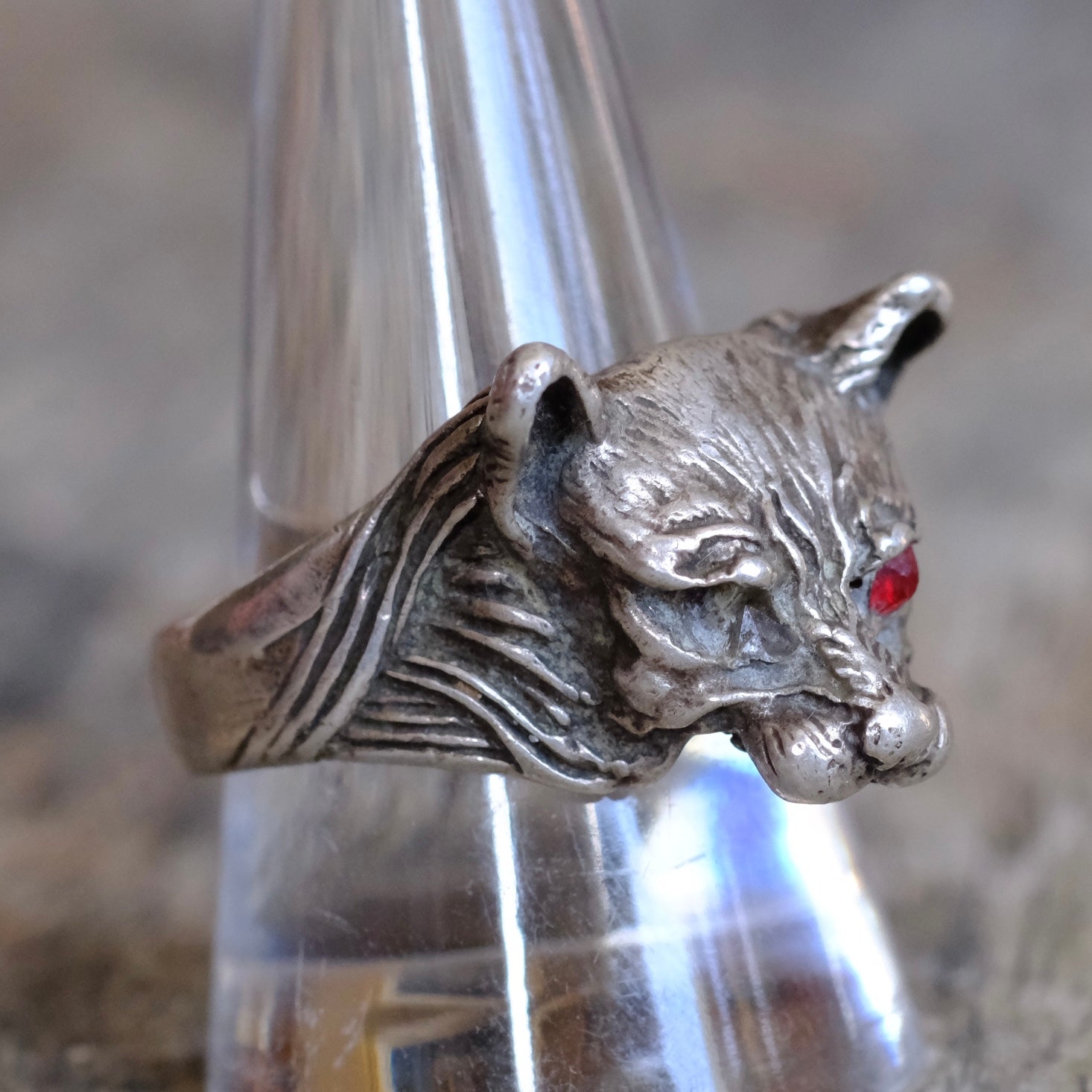 Vintage Sterling Big Cat Ring 11