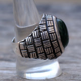 Vintage Sterling Green Jasper Ring 10.75