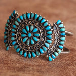 Vintage Sterling Zuni Cluster Cuff Bracelet