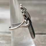 Vintage Sterling Abalone Feather Ring 6.25