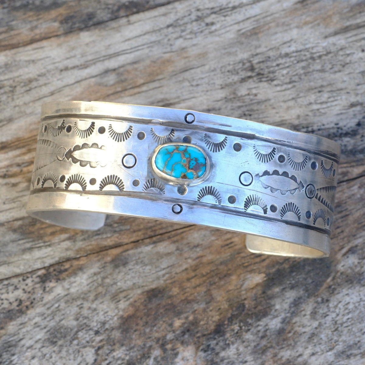 Sterling Pilot Mountain Stamped Cuff Bracelet