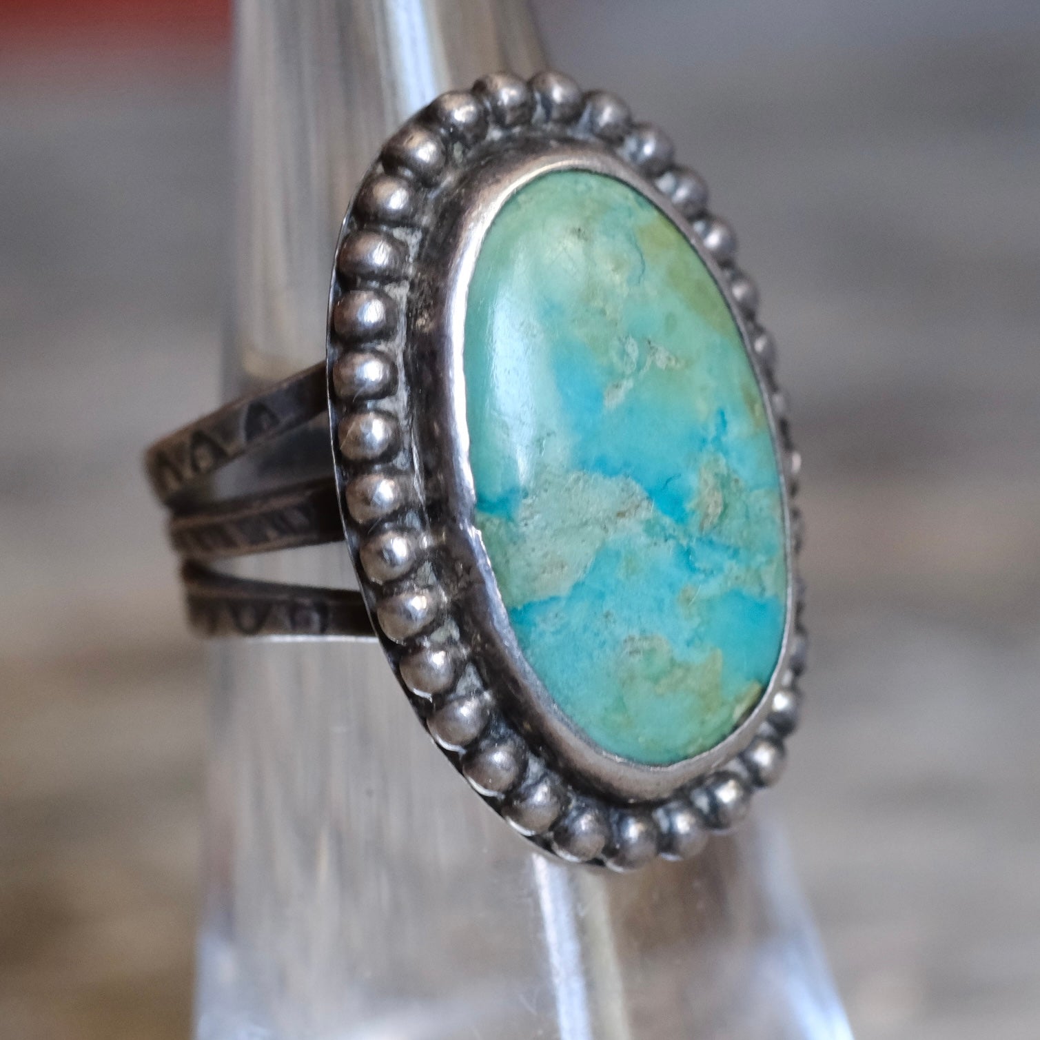 Vintage Sterling Turquoise Ring 5.25