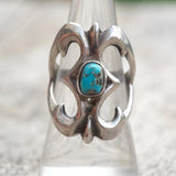 Vintage Sterling Turquoise Sandcast Ring 8