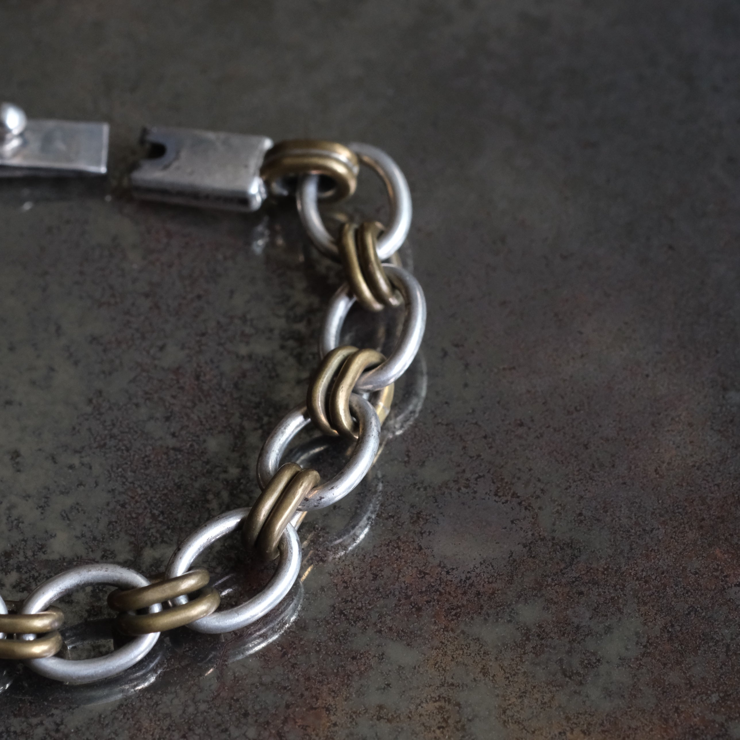 Vintage Sterling Silver and Copper Chain Bracelet 7.75"