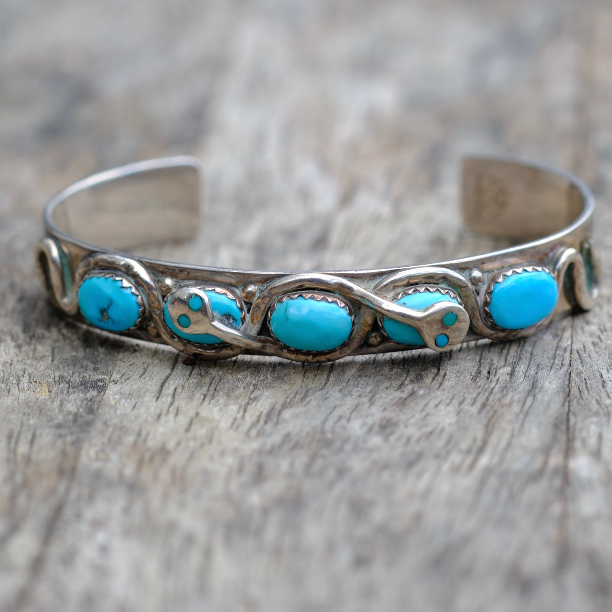 Vintage Sterling Zuni Effie C Turquoise Cuff Bracelet