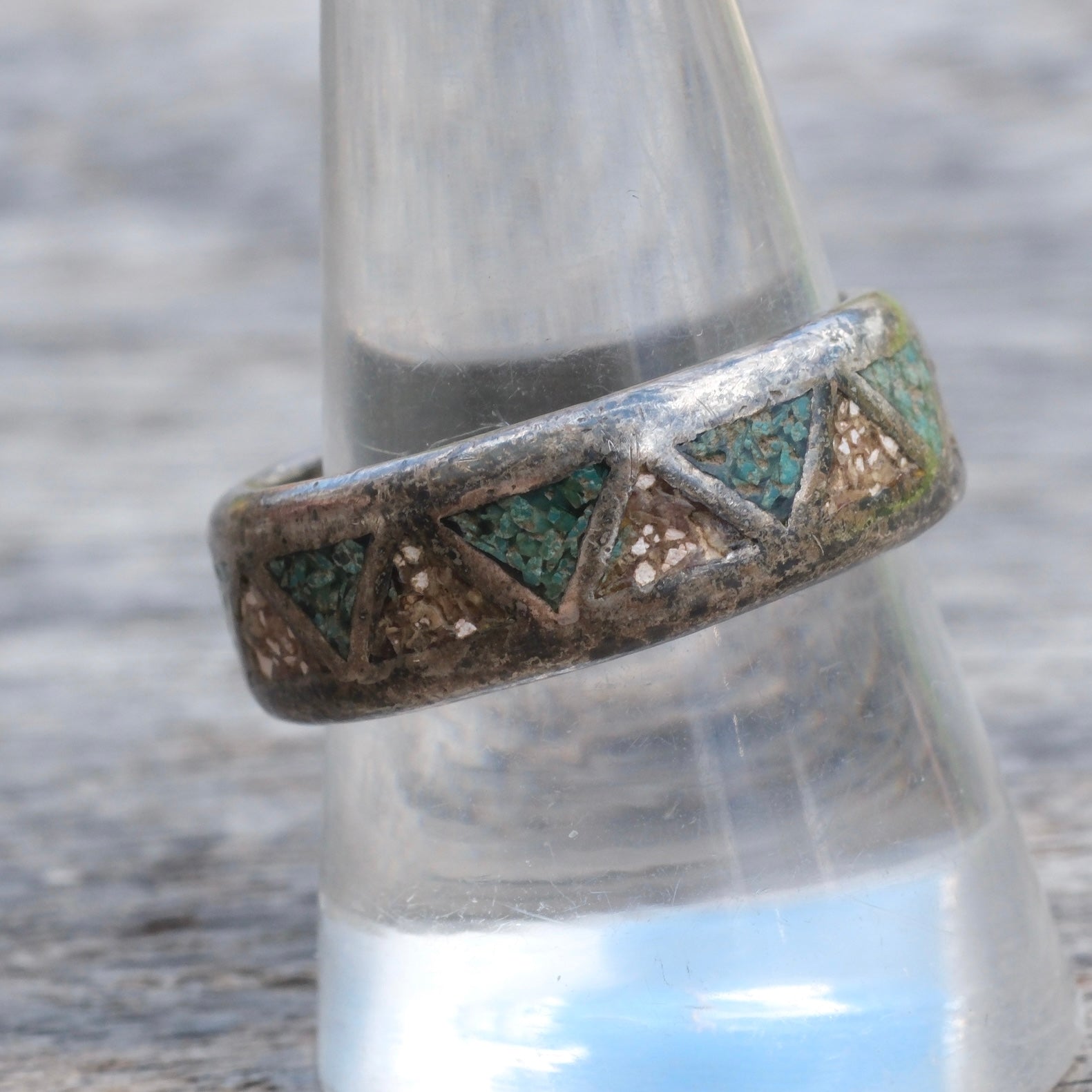 Vintage Sterling Inlay Band 10