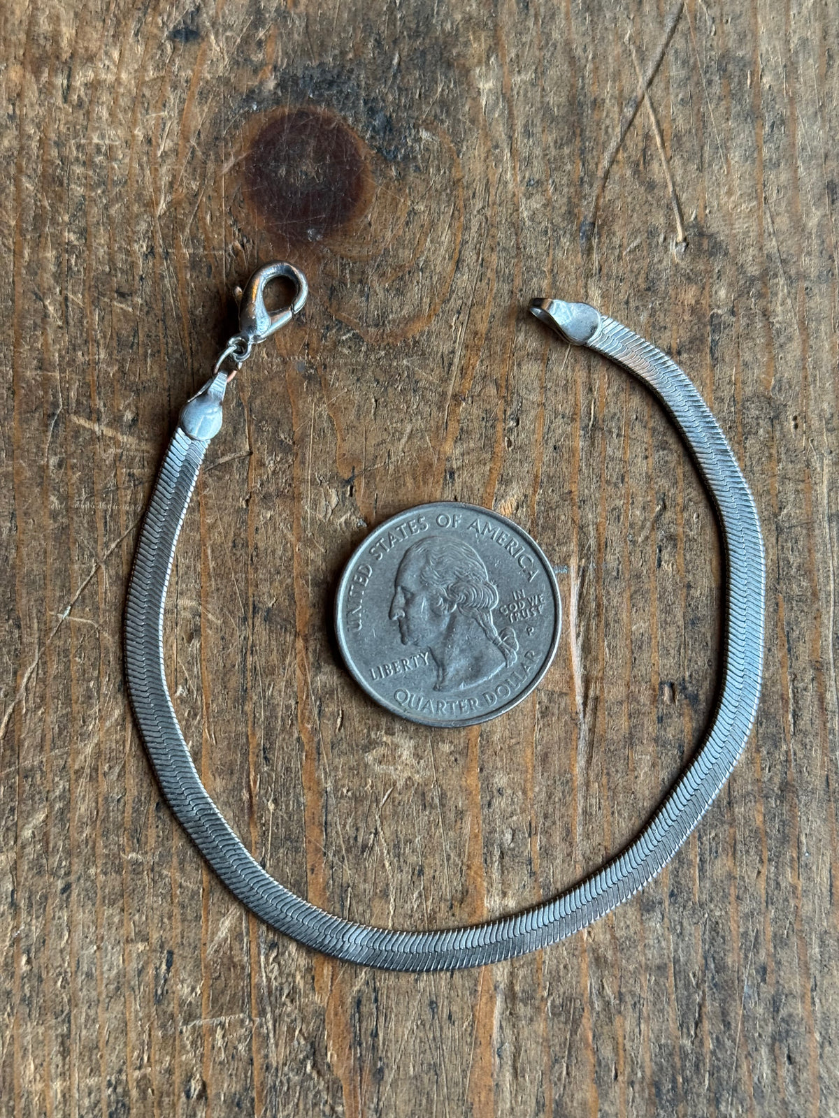 Vintage Sterling Silver Herringbone Chain Bracelet