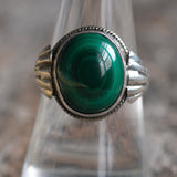 Vintage Sterling Malachite Ring 8