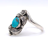 Vintage Sterling Turquoise Feather Ring 7.75