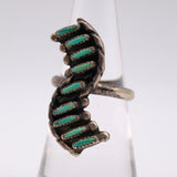 Vintage Sterling Zuni Inlay Turquoise Ring 5.75