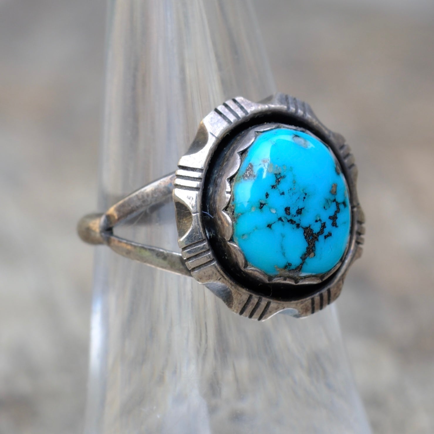 Vintage Sterling Turquoise Ring 6.5