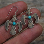 Vintage Sterling Turquoise Thunderbird Earrings