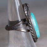 Vintage Sterling Turquoise Feather Ring 5.25
