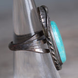 Vintage Sterling Turquoise Feather Ring 5.25