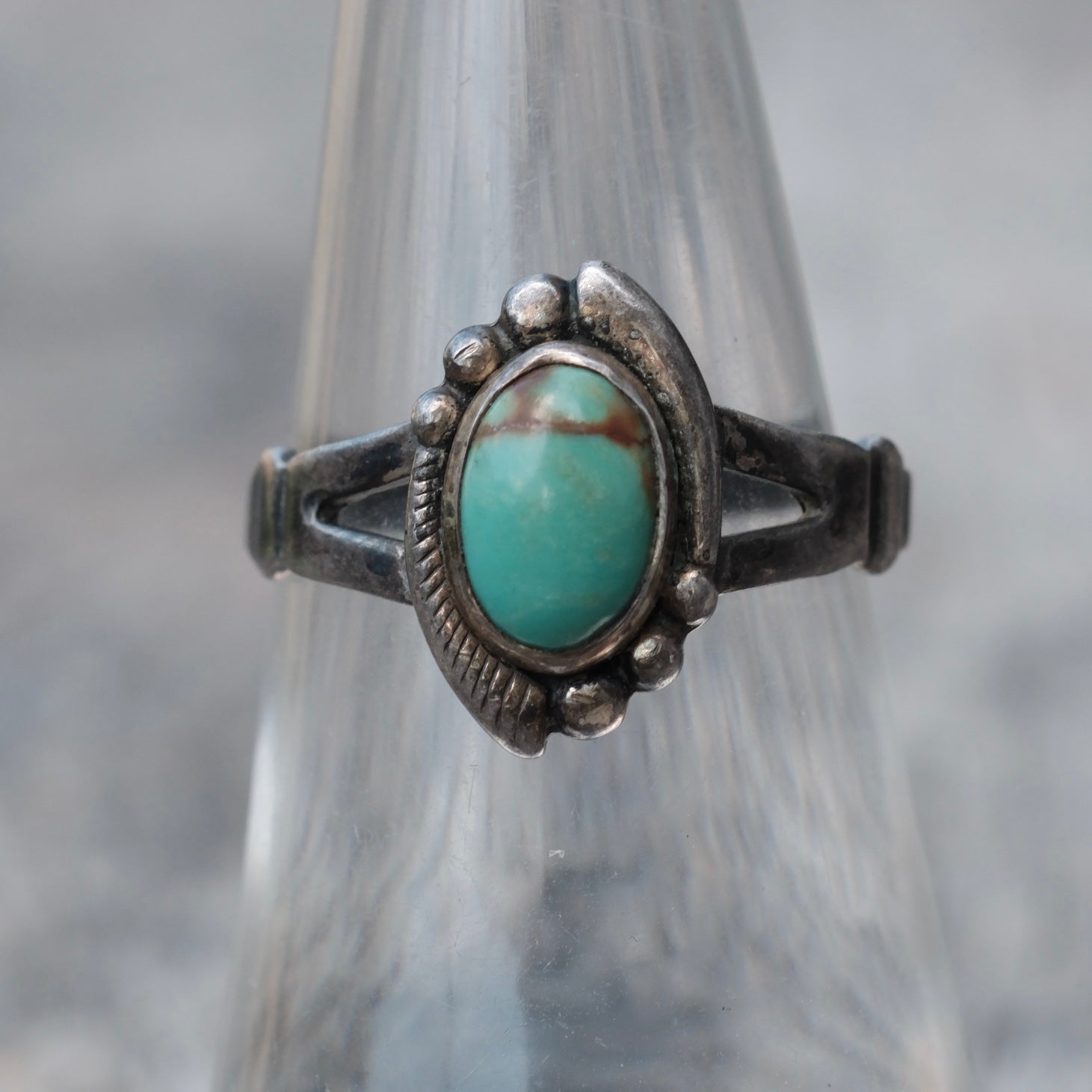 Vintage Sterling Turquoise Ring 6.75