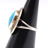 Vintage Sterling Turquoise Roper Ring 7.5