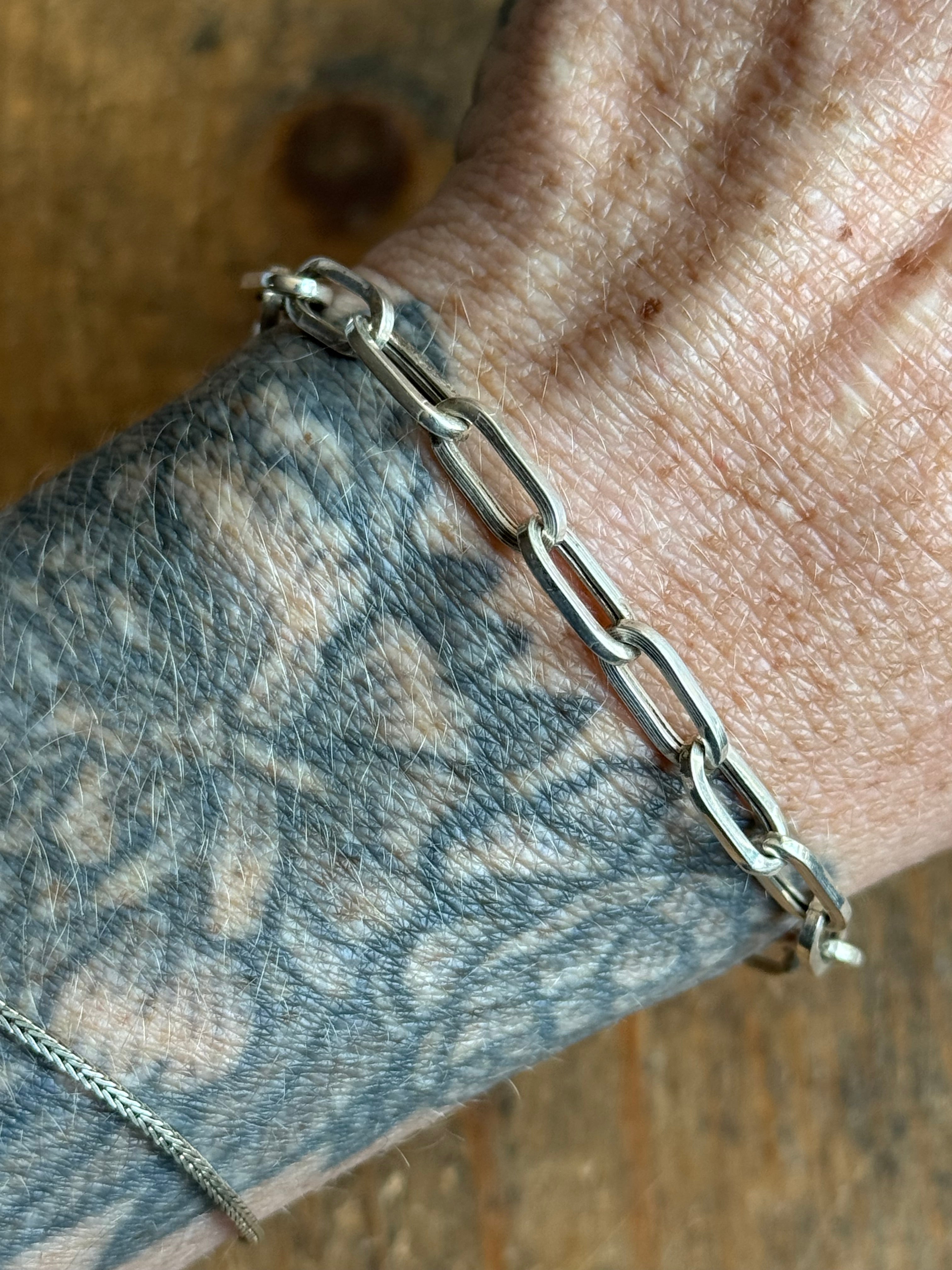 Vintage Sterling Silver 7.5” Oval Cable Link Chain Bracelet