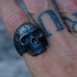 Vintage Sterling Skull Ring 13