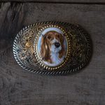 Vintage Painted Spaniel Belt Buckle